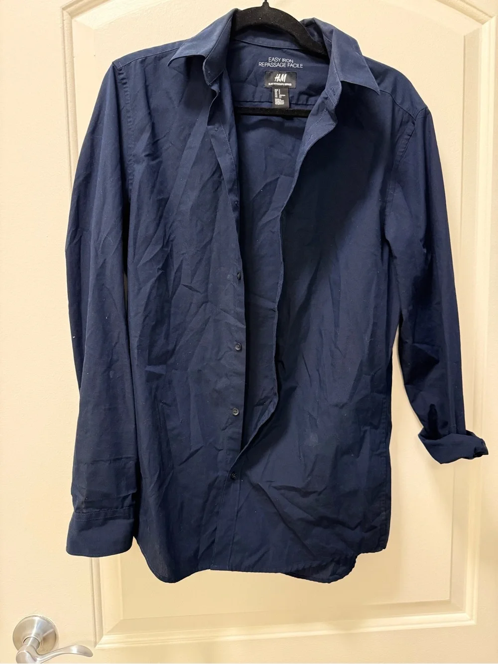 H&M Men's Dark Navy Button-Up Shirt Jacket